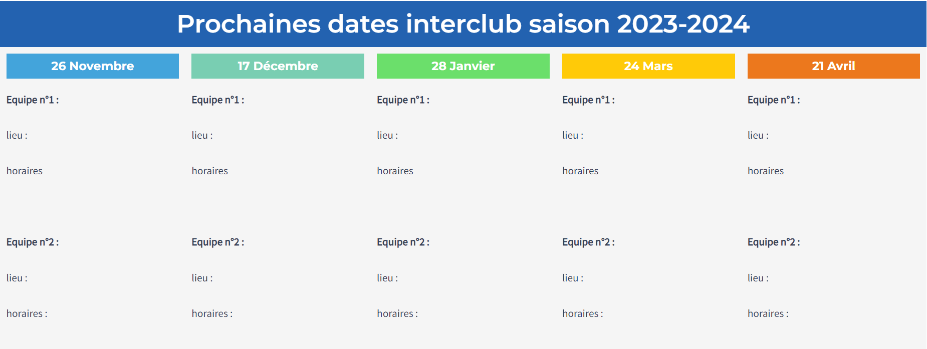 Les dates Sénior pour la saison 20232024 sont là ! Vitry